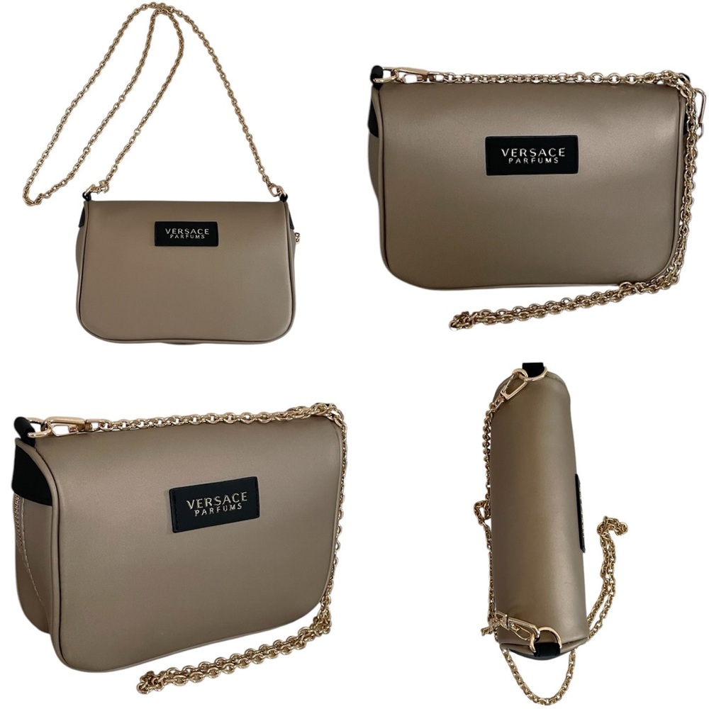 Versace Parfums Soft Champagne Gold Chain Strap Crossbody Women's Bag - Picture 3 of 13